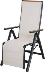Foldable Sun Lounger Beige Reclining Garden Chair Aluminium