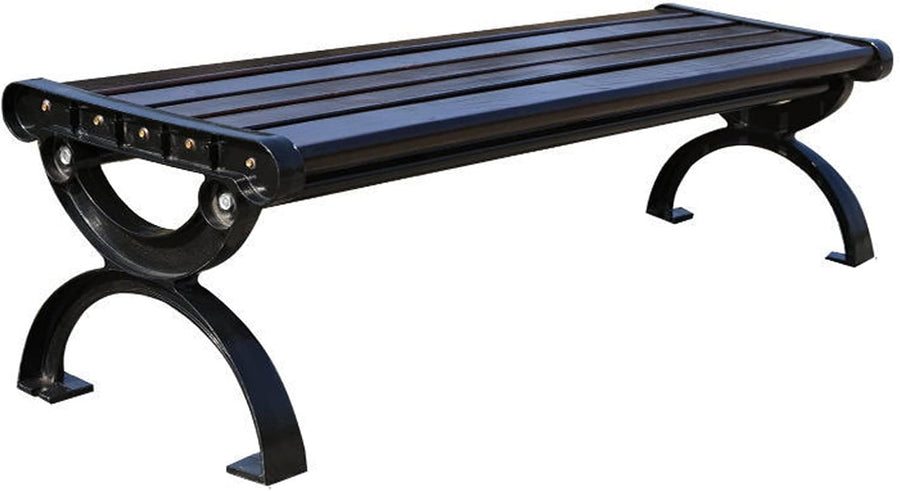 Outdoor Garden Bench 1.2m Hardwood & Cast Iron Patio Park Seat Weatherproof