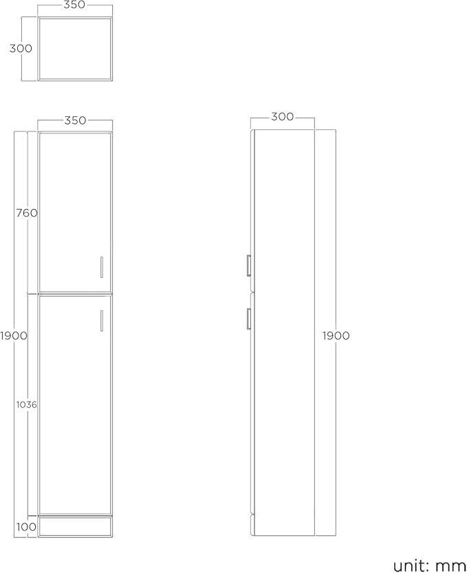 Tall Gloss White Bathroom Storage Cabinet Reversible 190cm