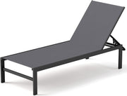 Garden Sun Lounger Adjustable Patio Chaise Recliner Grey Aluminum