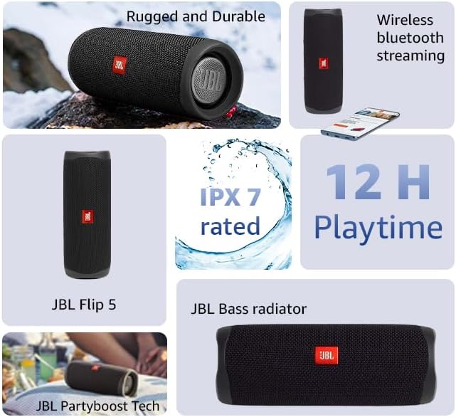 Portable Bluetooth Speaker Waterproof IPX7 Bass 12H Playtime