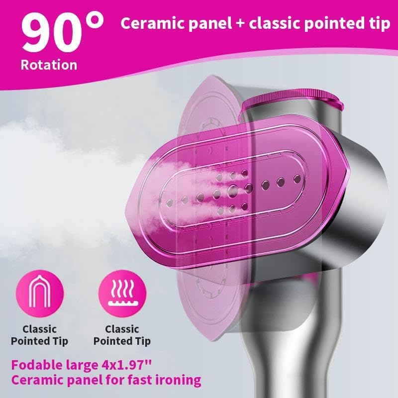 Handheld Clothes Steamer 1200W 2 in 1 Iron LED 7 Modes Fast Heat
