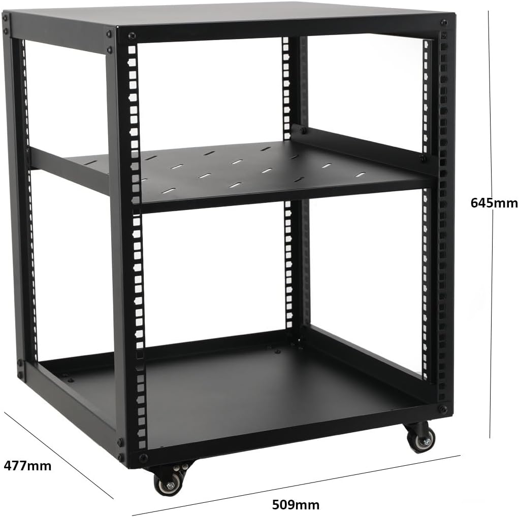 12U Open Frame Server Rack 19 Inch Mobile Rack with Wheels