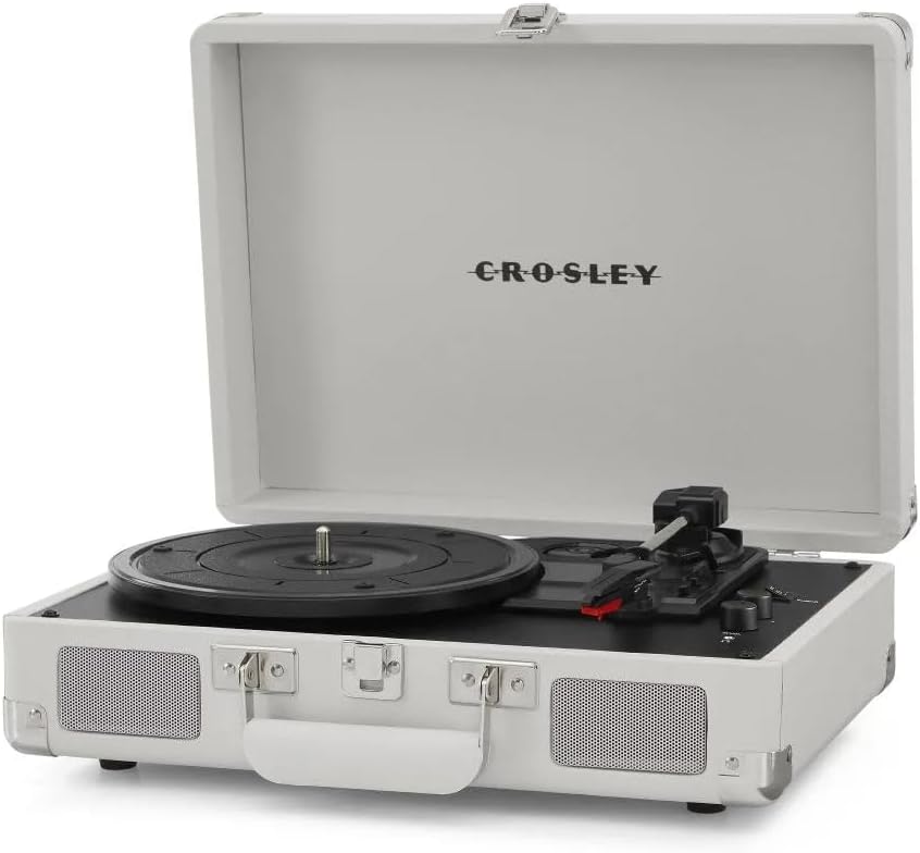 Portable Bluetooth Record Player 3 Speed Suitcase Turntable White