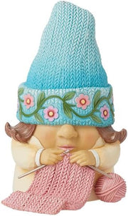Knitting Gnome Figurine Hand Painted Folk Art Decor Gift