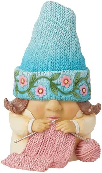 Knitting Gnome Figurine Hand Painted Folk Art Decor Gift