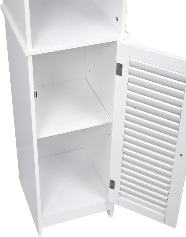Tall Bathroom Storage Cabinet White Shutter Door Unit