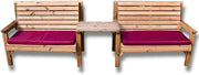 Wooden Garden Bench Set 2 Benches with Tray Patio Seating