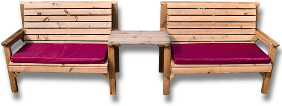 Wooden Garden Bench Set 2 Benches with Tray Patio Seating