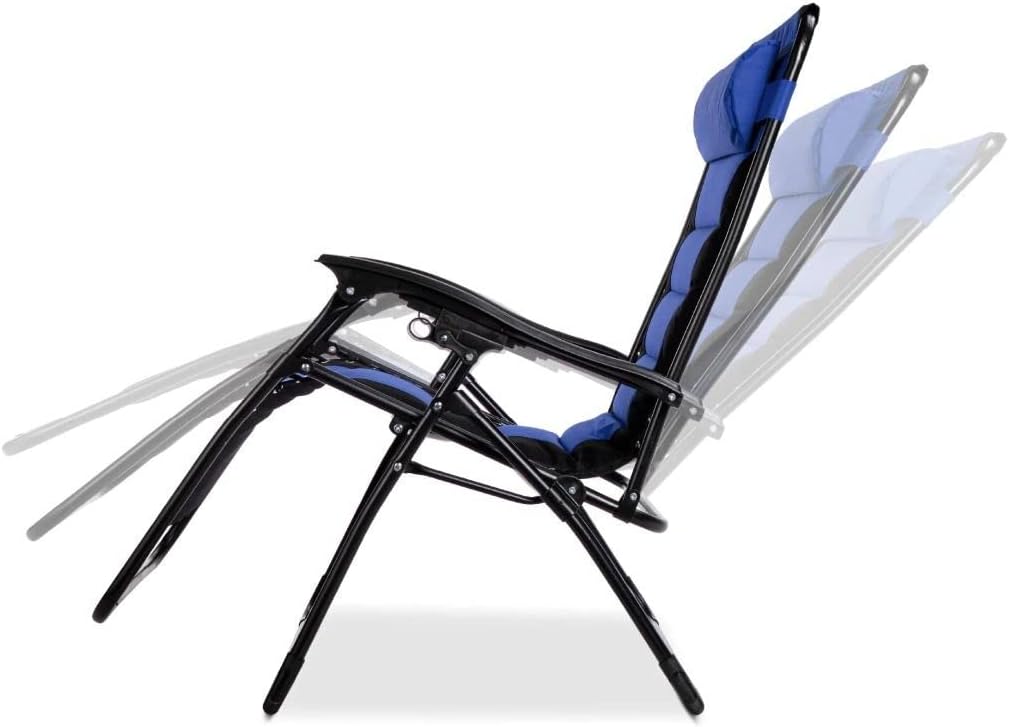 Extra Wide Zero Gravity Recliner Chair Folding Sun Lounger Blue