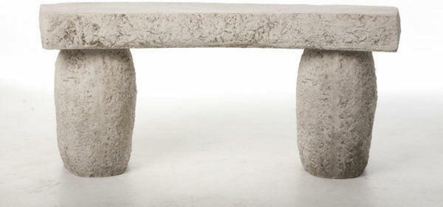 Stone Cast Curved Garden Bench Rustic Medieval Outdoor Seat