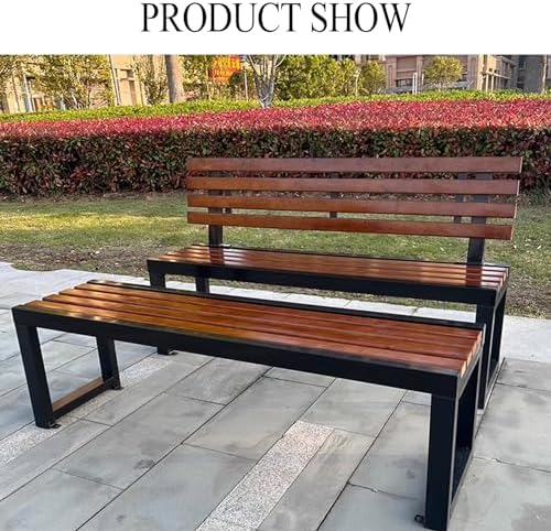 3 Seater Wooden Metal Garden Bench Patio Park Seat 300kg