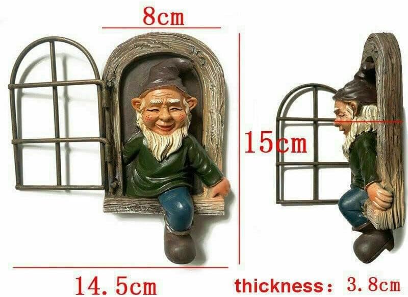 Tree Hugger Gnome Statue Hanging Elf Garden Outdoor Patio Decor