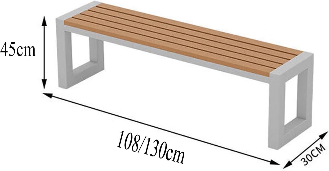 3 Seater Garden Bench Backless Outdoor Patio Seat Wood Metal 108cm