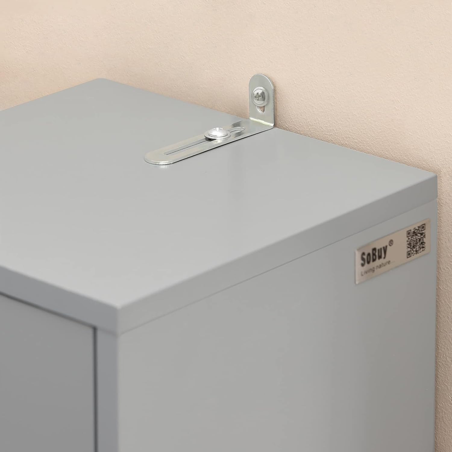Slim Tall Bathroom Cabinet 20cm Grey Drawer Shelves 180cm