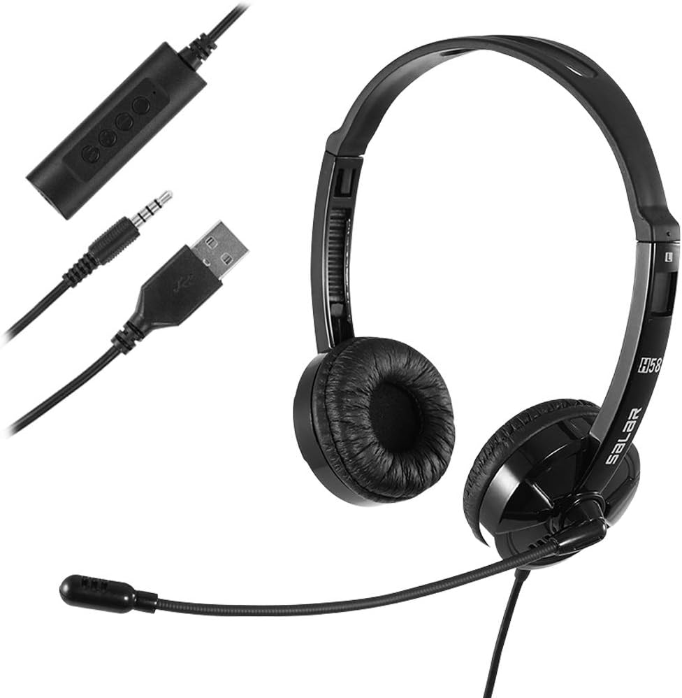 USB Wired Headset With Noise Cancelling Mic Stereo PC
