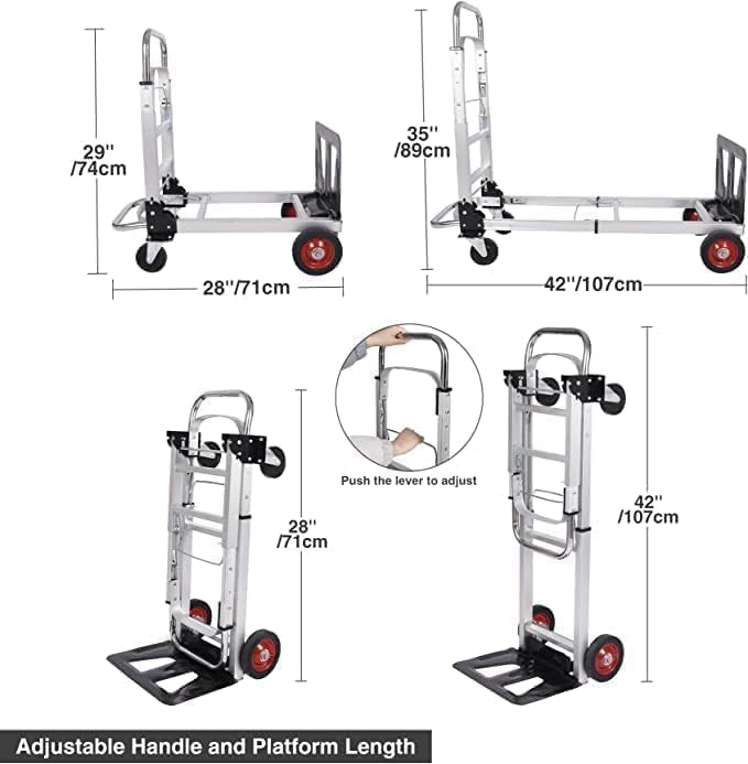2 In 1 Folding Hand Truck Dolly 150KG 4 Wheel Cart
