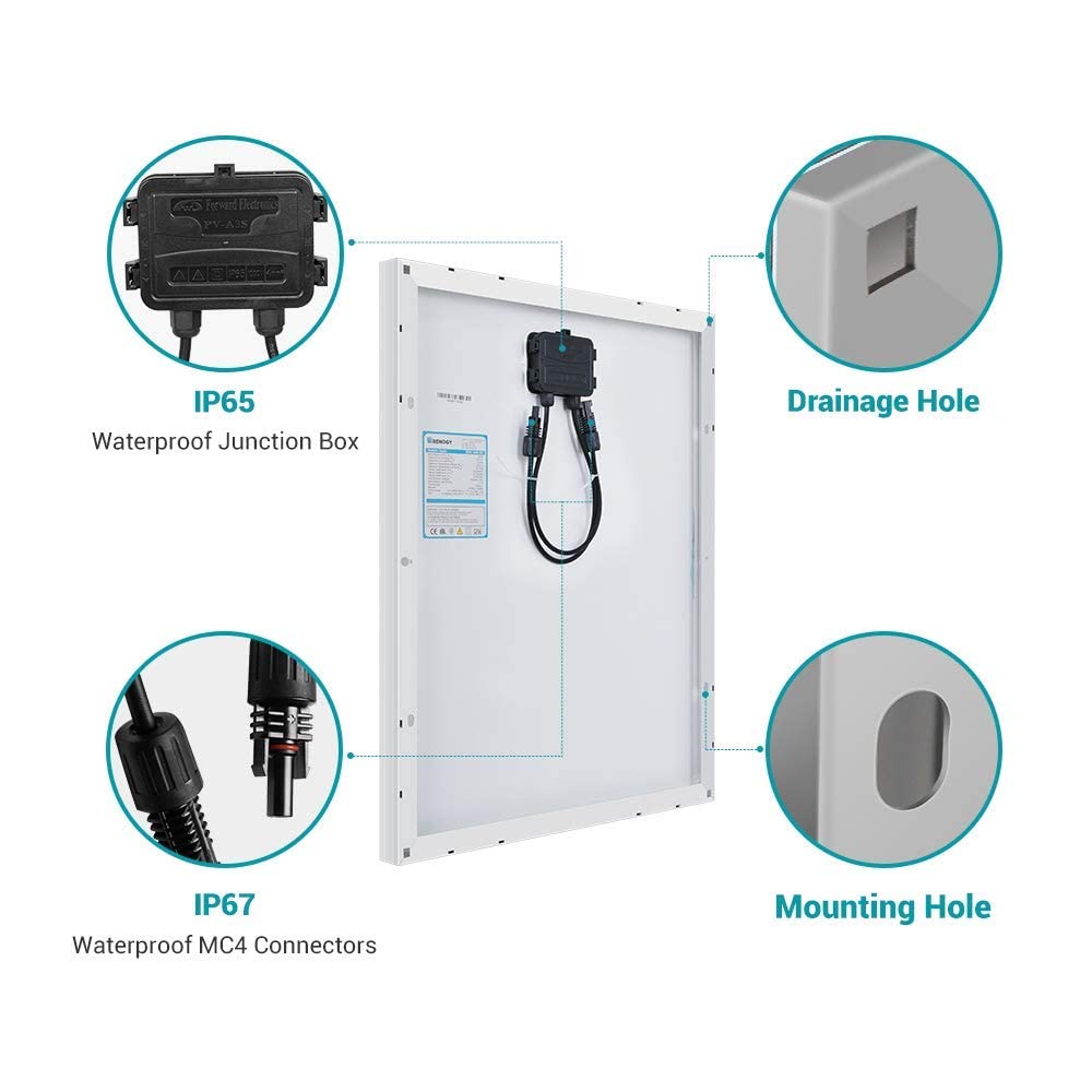 50W 12V Solar Panel Mono PV Charger RV Boat Caravan