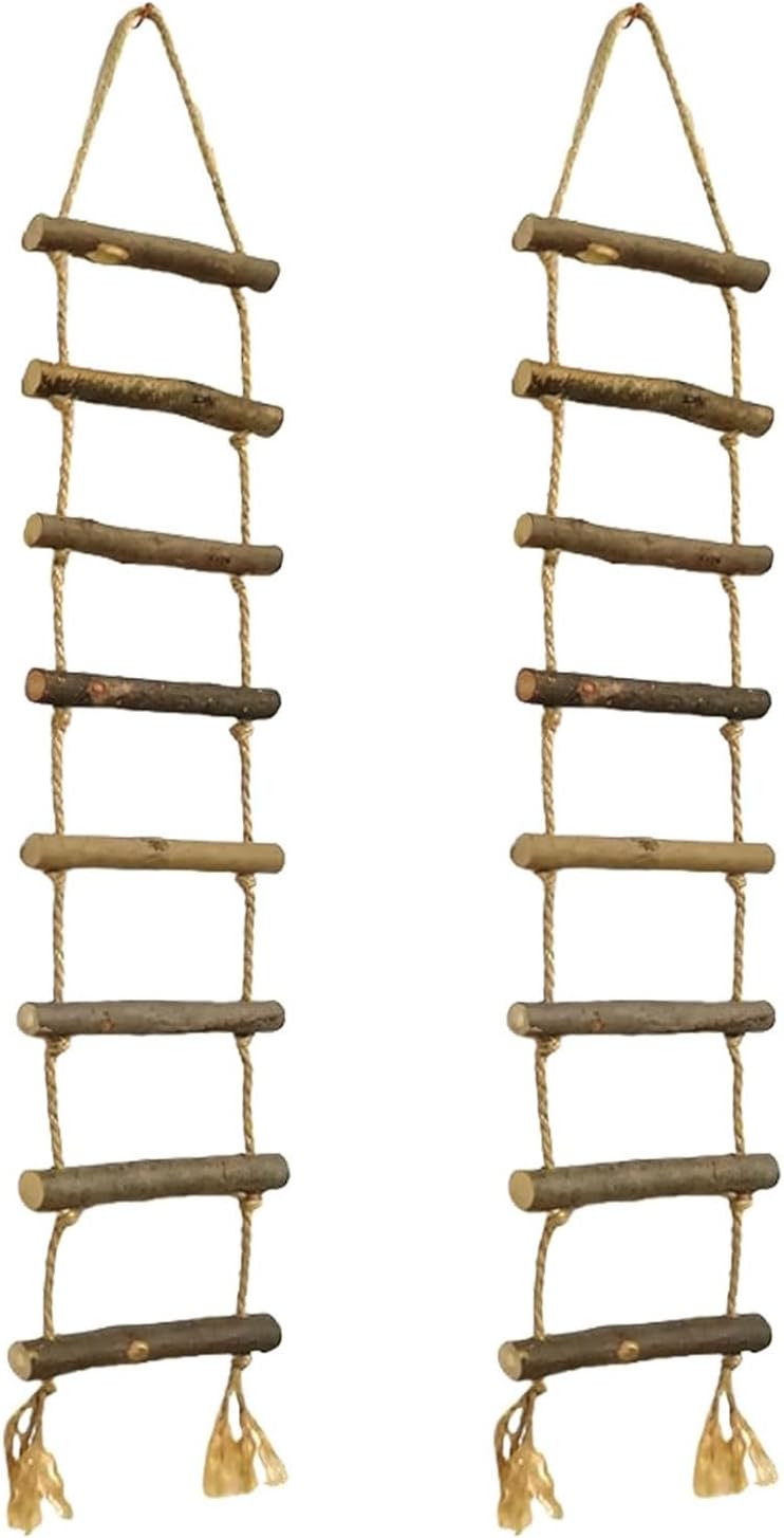 Mini Rope Ladder 2pcs Wooden Hemp Ladder Decor 70cm DIY Ornament