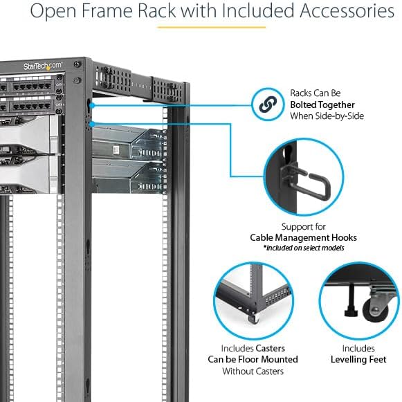 25U 4 Post Open Frame Server Rack Mobile Floor Mount