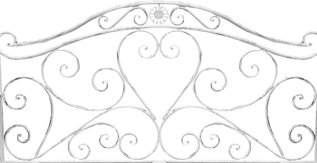 Vintage Metal Garden Bench Foldable Patio Seat White Iron