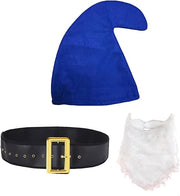 3PCS Gnome Costume Set Hat Beard Belt Dwarf Cosplay Fancy
