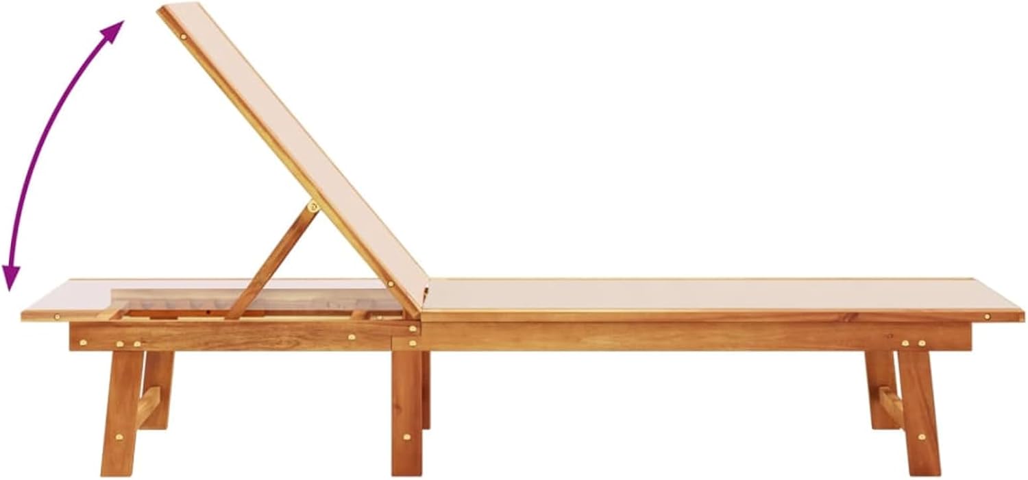 Acacia Wood Sun Lounger 5 Position Textilene Recliner