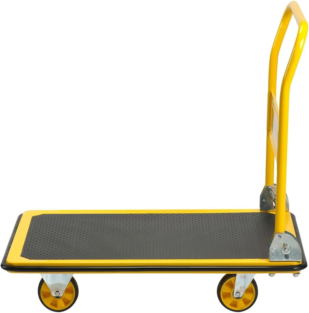 Heavy Duty Platform Truck 300KG Non Slip Trolley Yellow