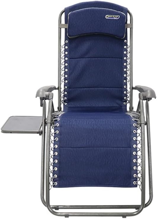 Premium Reclining Camping Chair with Side Table Blue