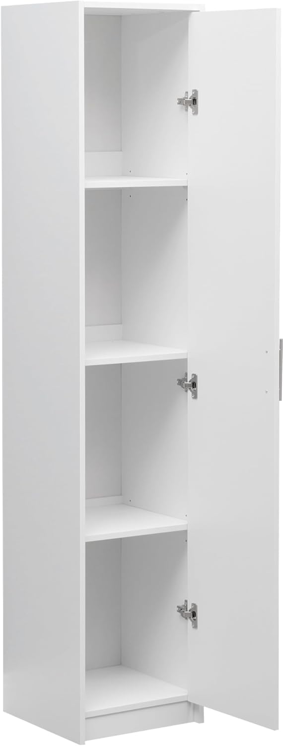 Tall Slim Storage Cabinet Black 1 Door 3 Shelf Unit