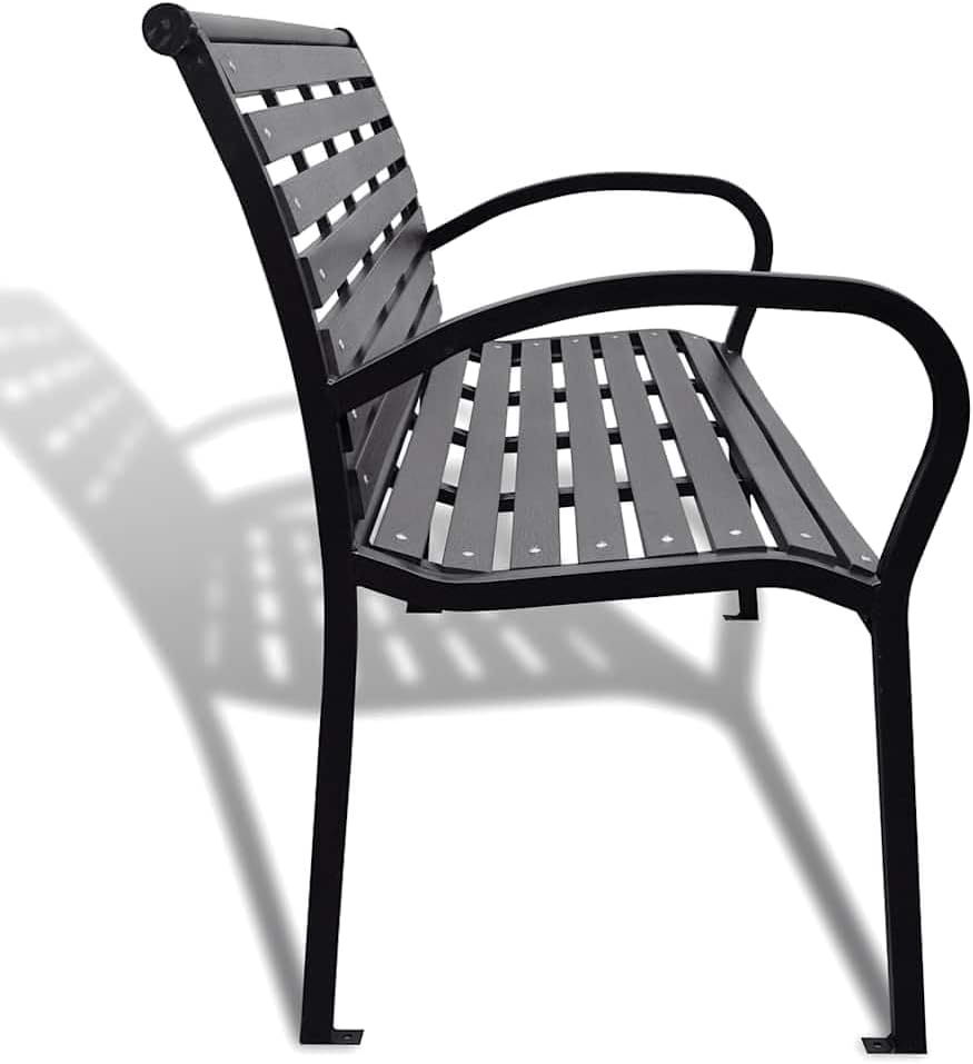 3 Seater Outdoor Garden Bench Steel Frame WPC Patio Seat