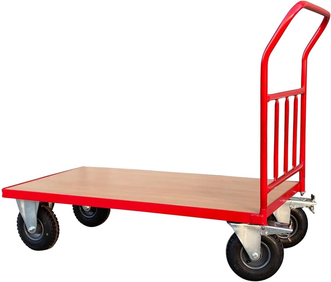 Heavy Duty Platform Truck 300KG Pneumatic Brake Wheels