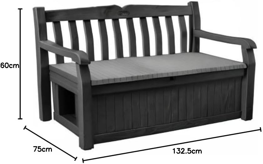 Outdoor Garden Storage Bench 265L Deck Box Patio Seat Grey