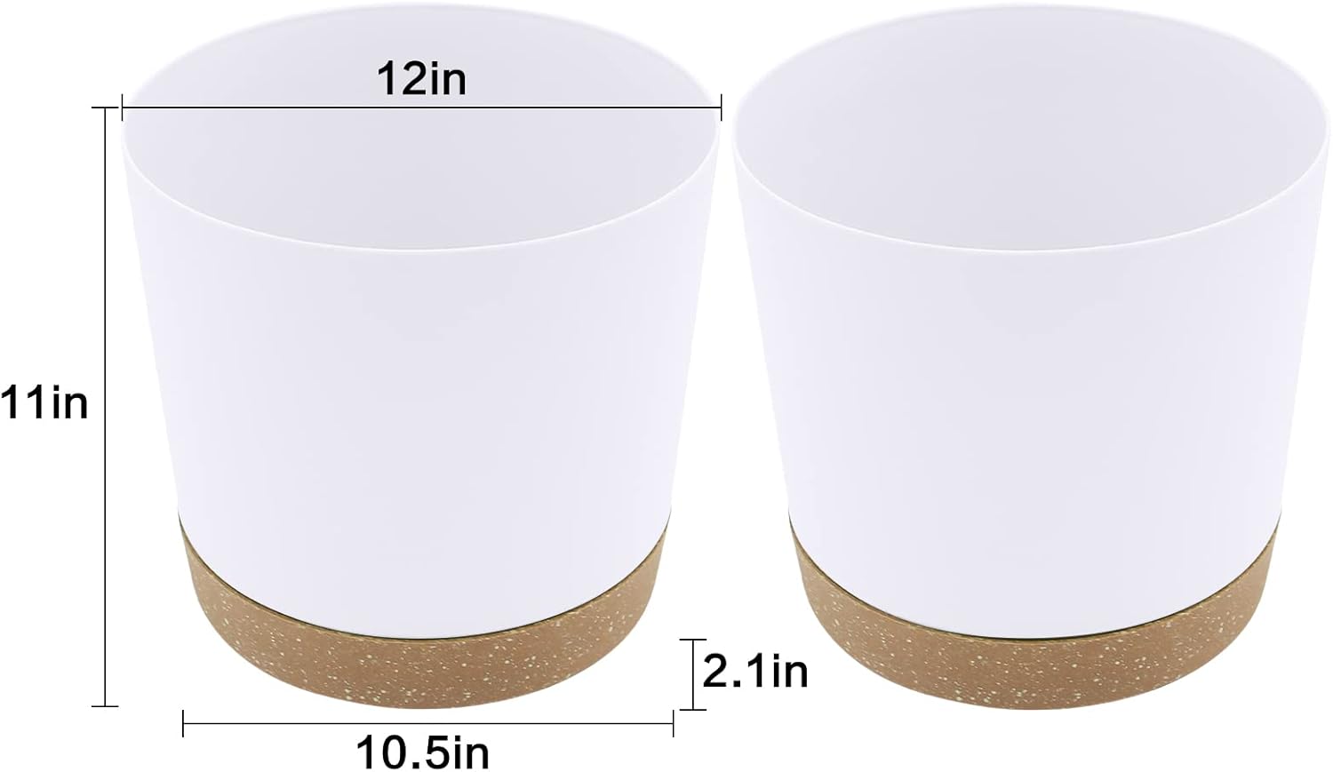 Large 30.5cm Plant Pots 2 Pack Indoor Outdoor Planters Drainage Tray