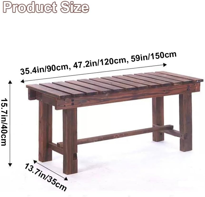 Outdoor Wooden Garden Bench Backless Patio Porch Seat 90cm