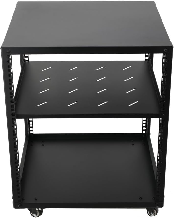 12U Open Frame Server Rack 19 Inch Mobile Rack with Wheels