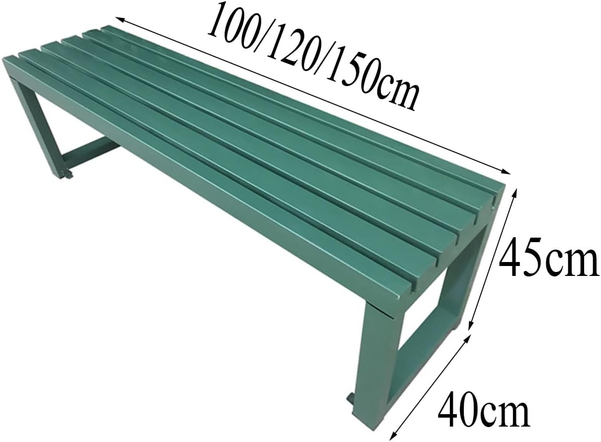 Metal Garden Bench 3 Seater Backless Outdoor Patio Seat 100cm Red
