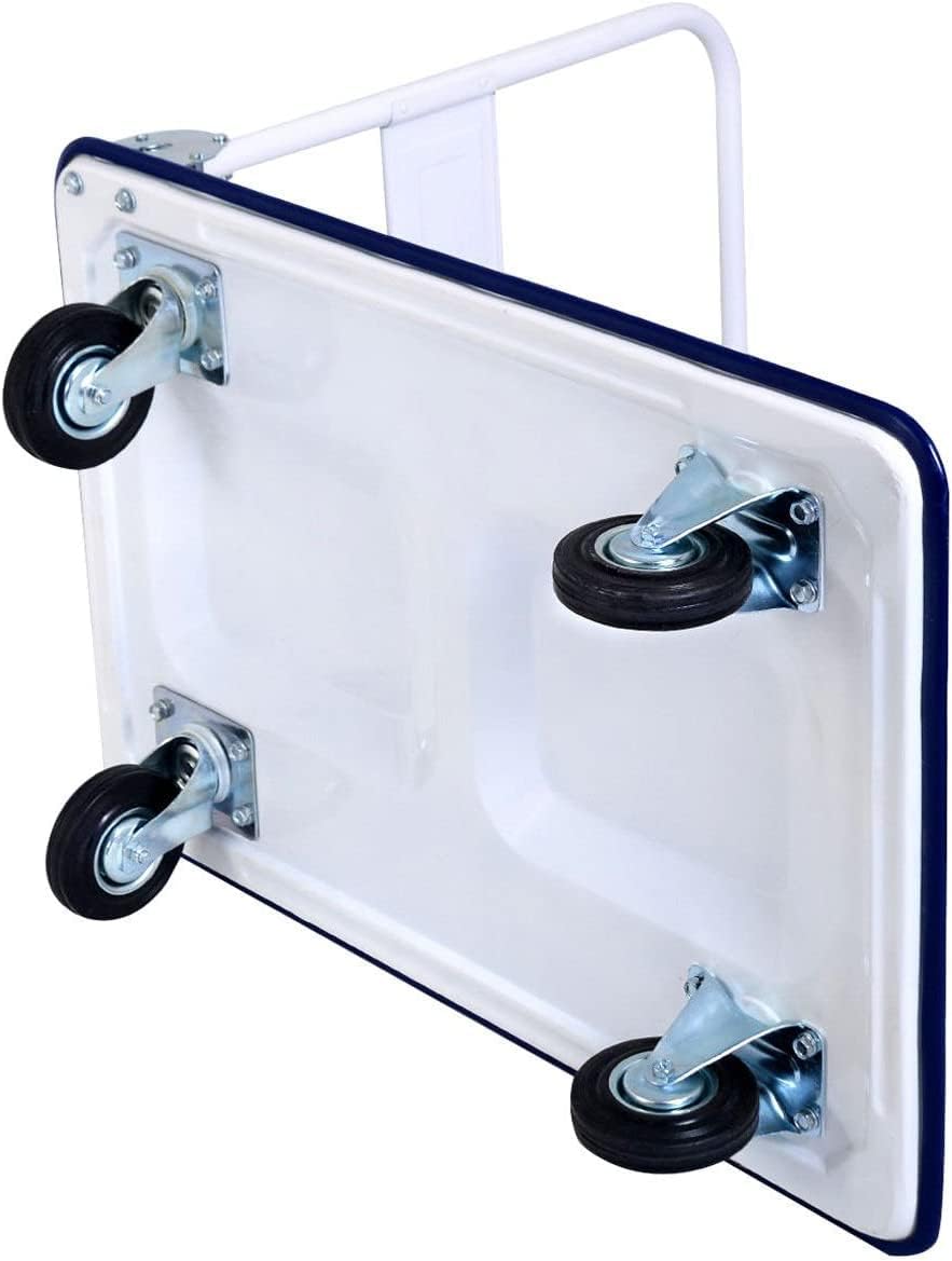 Folding Push Cart Dolly 300KG Flatbed Trolley Blue