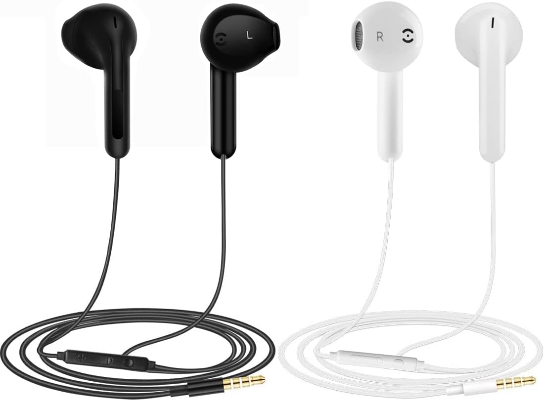 2 Pack Wired In Ear Earphones With Mic Noise Isolating 3.5mm