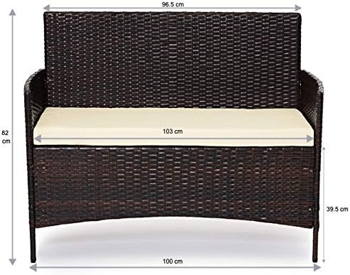 4 Seater Rattan Garden Furniture Set Sofa Chairs Glass Coffee Table Patio