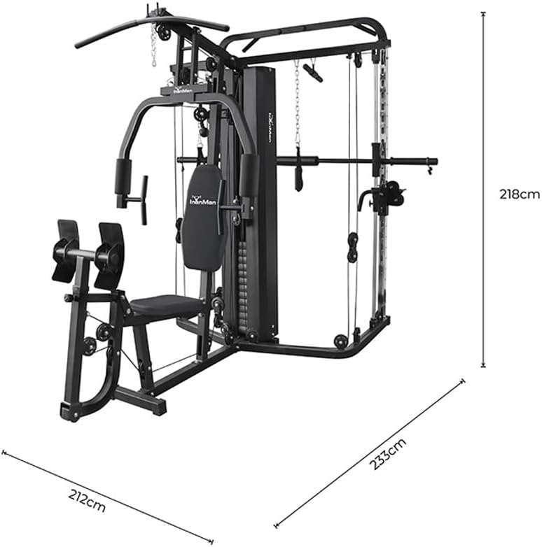Home Multi Gym Smith Machine Cable Trainer 65kg Weight Stack Rack