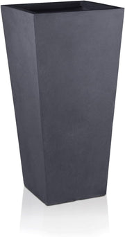 65cm Tall Planter Dark Grey Stone Effect Square Outdoor Pot