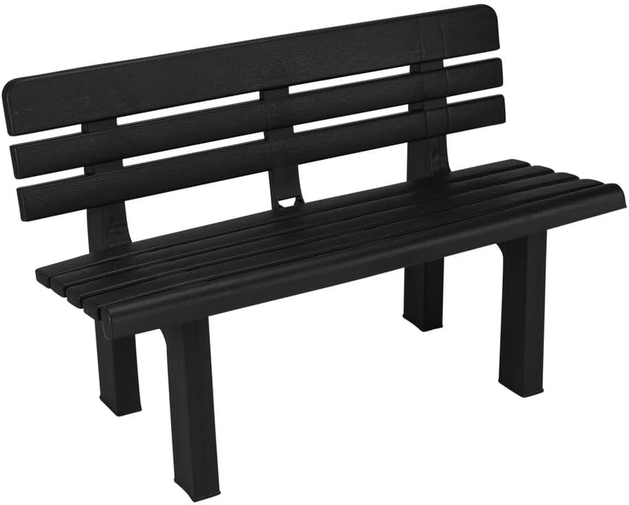 Weatherproof Plastic Garden Bench 2 Seater Outdoor Patio Seat
