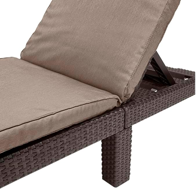 Rattan Effect Sun Lounger with Cushion Adjustable Brown