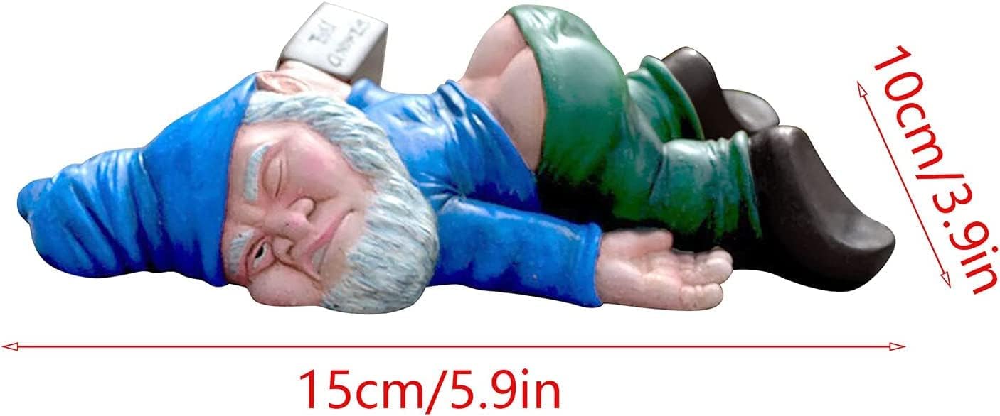 Funny Drunk Gnome Statue Resin Garden Decor Naughty Elf