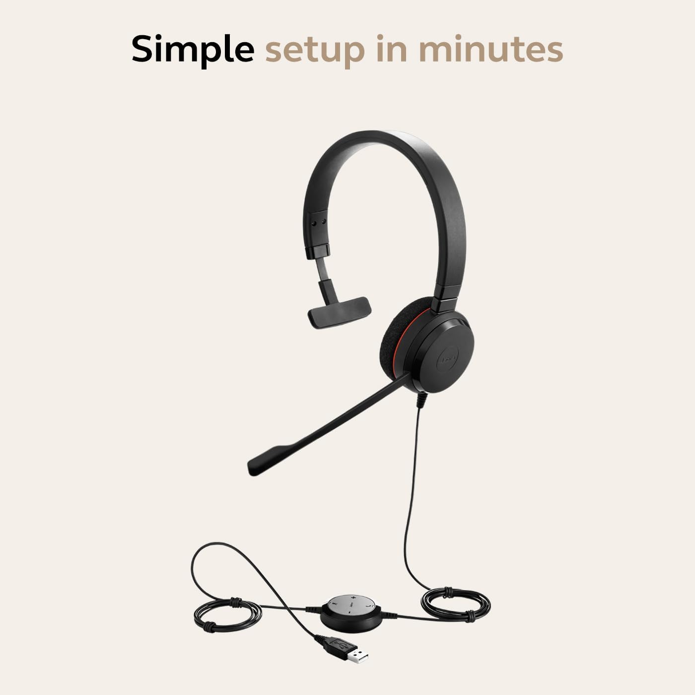 USB Office Headset with Mic Mono On Ear Noise Cancelling VoIP