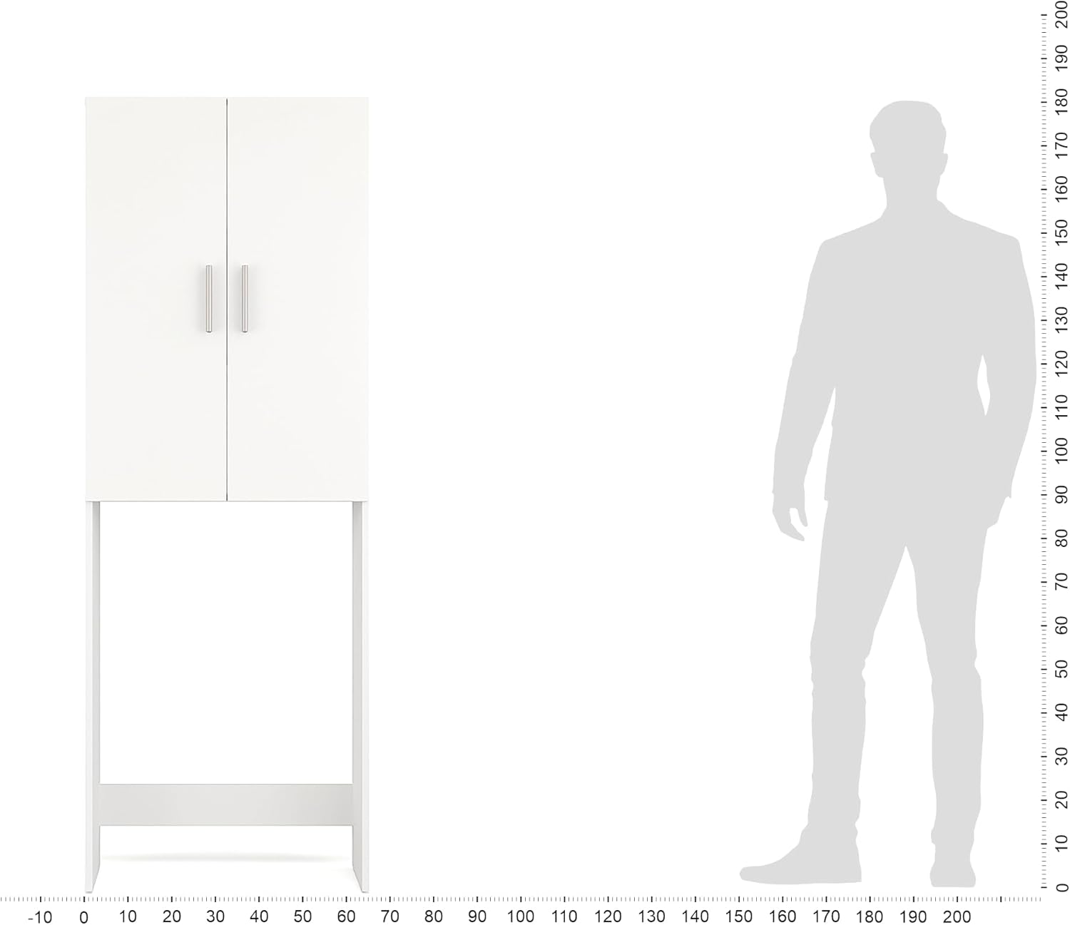 Over Washing Machine Storage Cabinet White 2 Door Unit