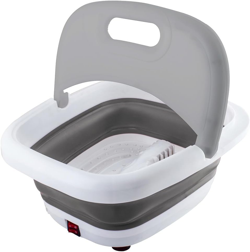 Collapsible Foot Spa Massager Heat Bubble Vibration Foldable UK12