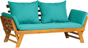 Acacia Wood Convertible Sofa Bed Outdoor Daybed Turquoise
