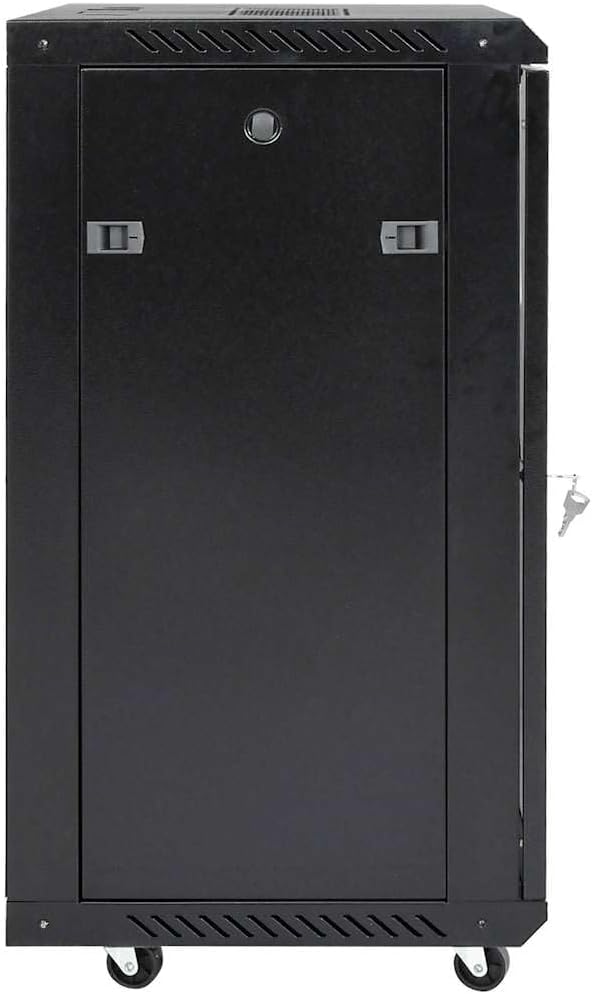 15U Network Cabinet Server Rack Glass Door Steel Black